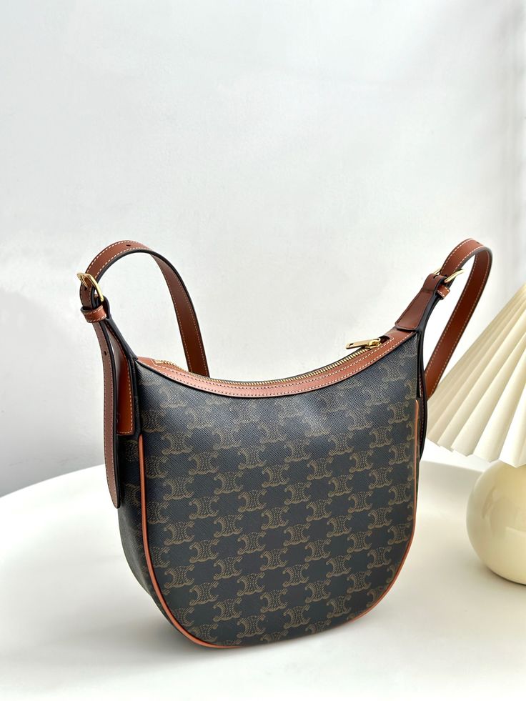 Celine Heloise Triomphe Embossed Leather Medium shoulder bag