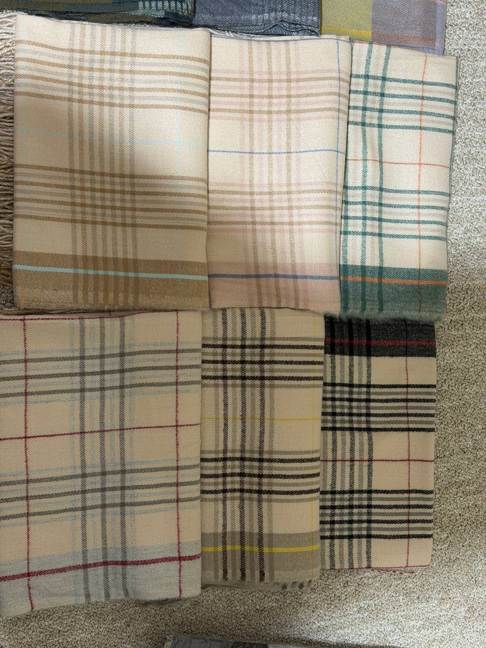 Soft Beige Plaid Cashmere