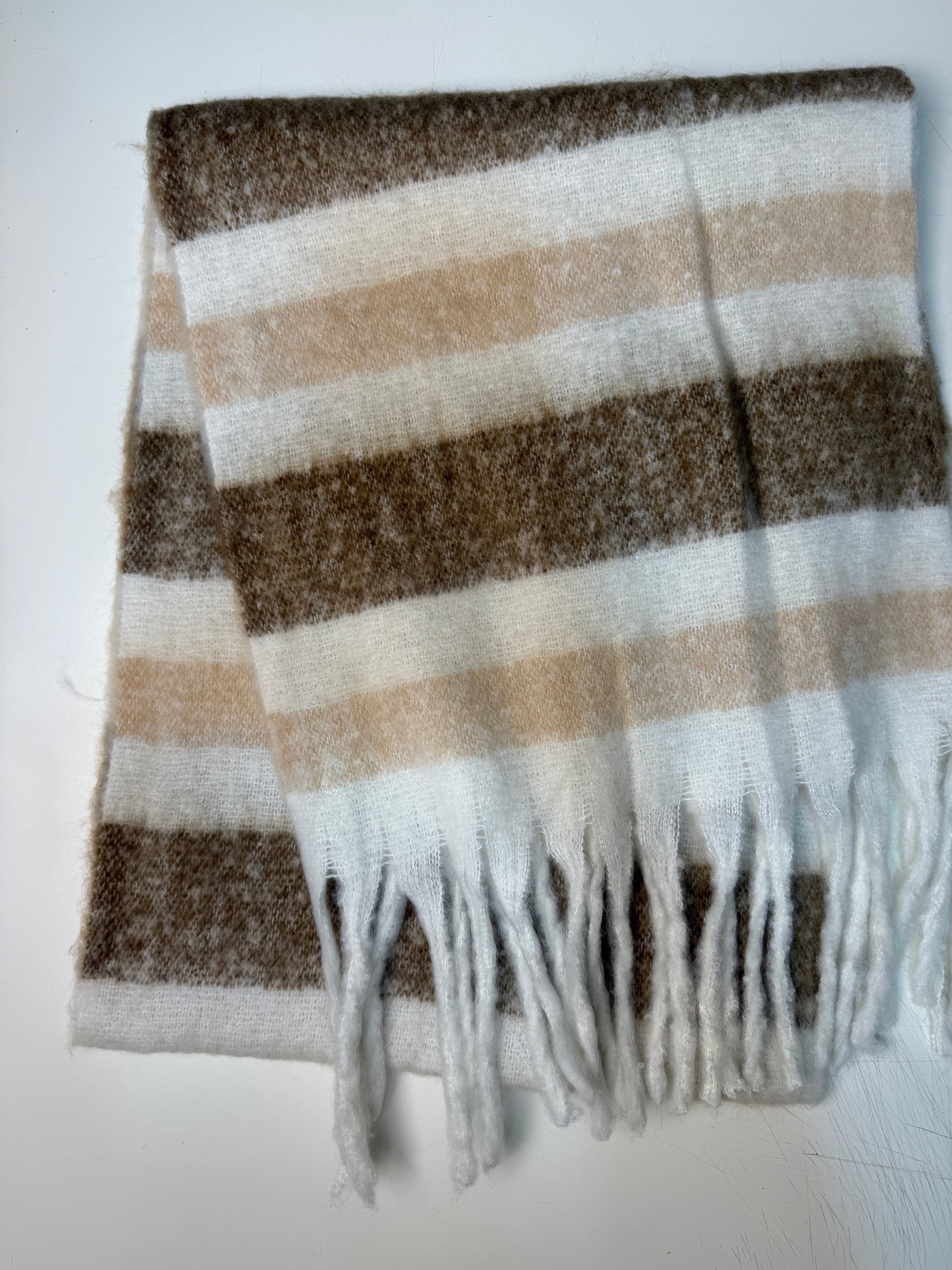 Striped Scarf Beige