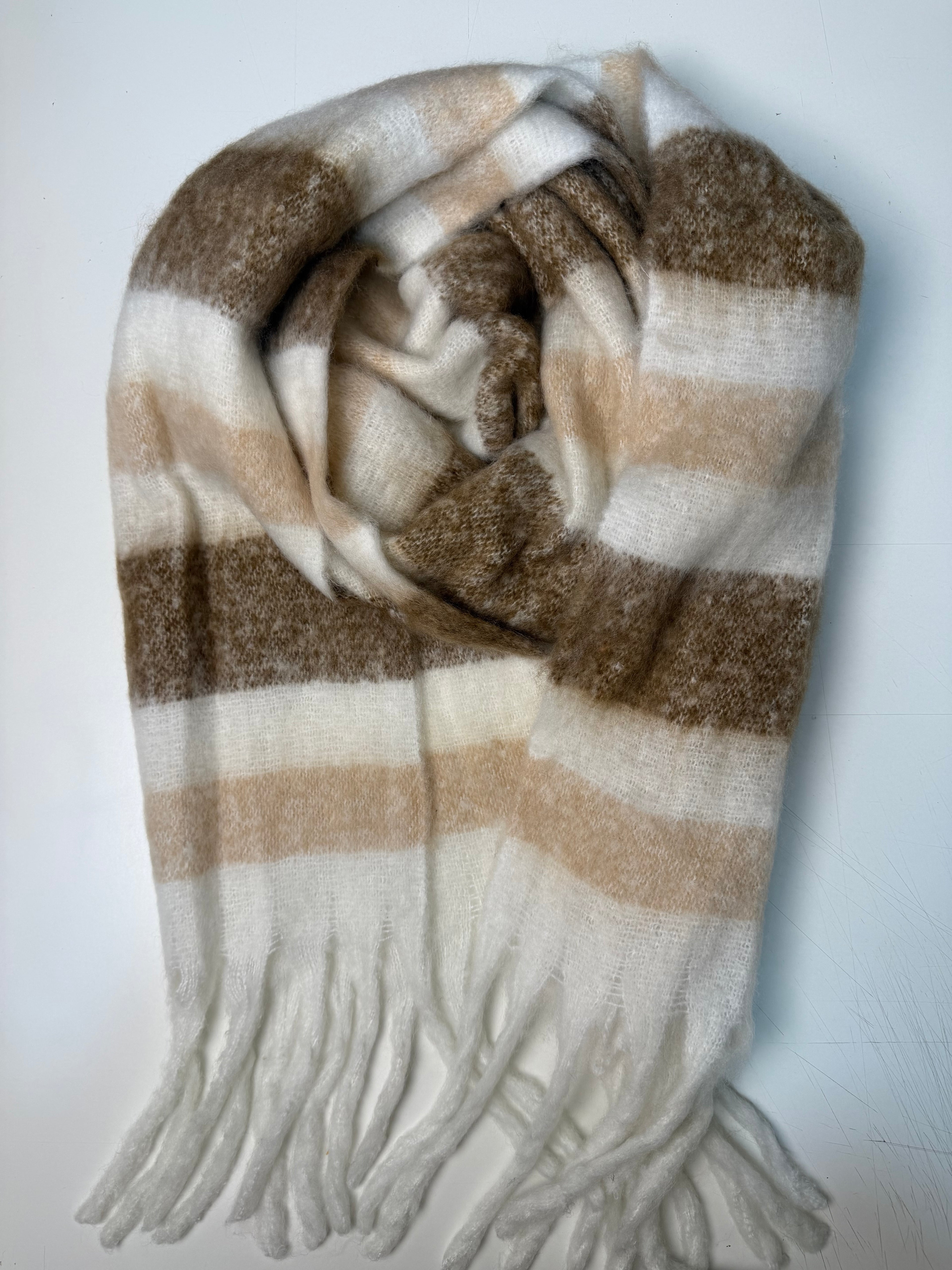 Striped Scarf Beige