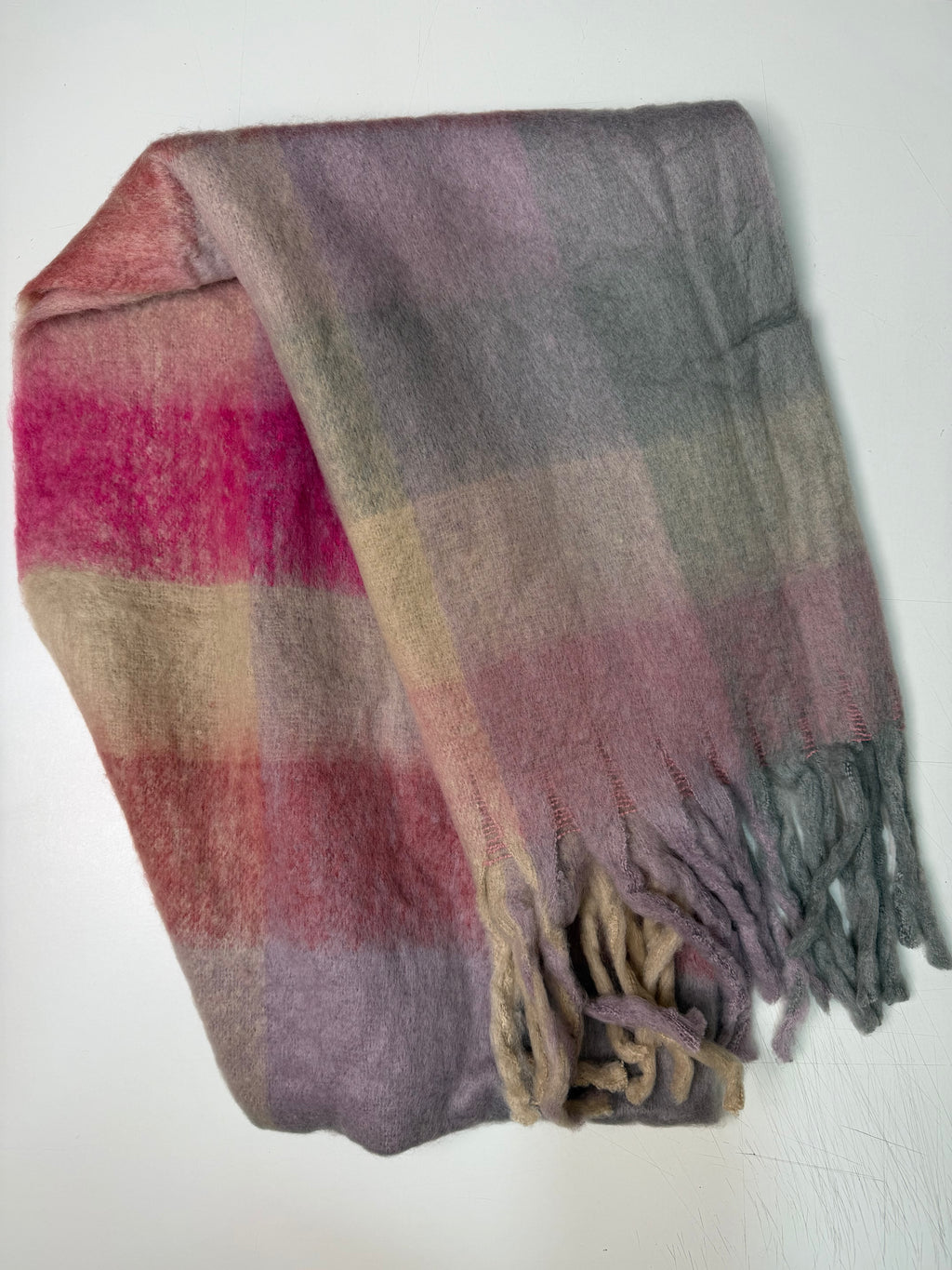 Soft Plaid Scarf pink/grey