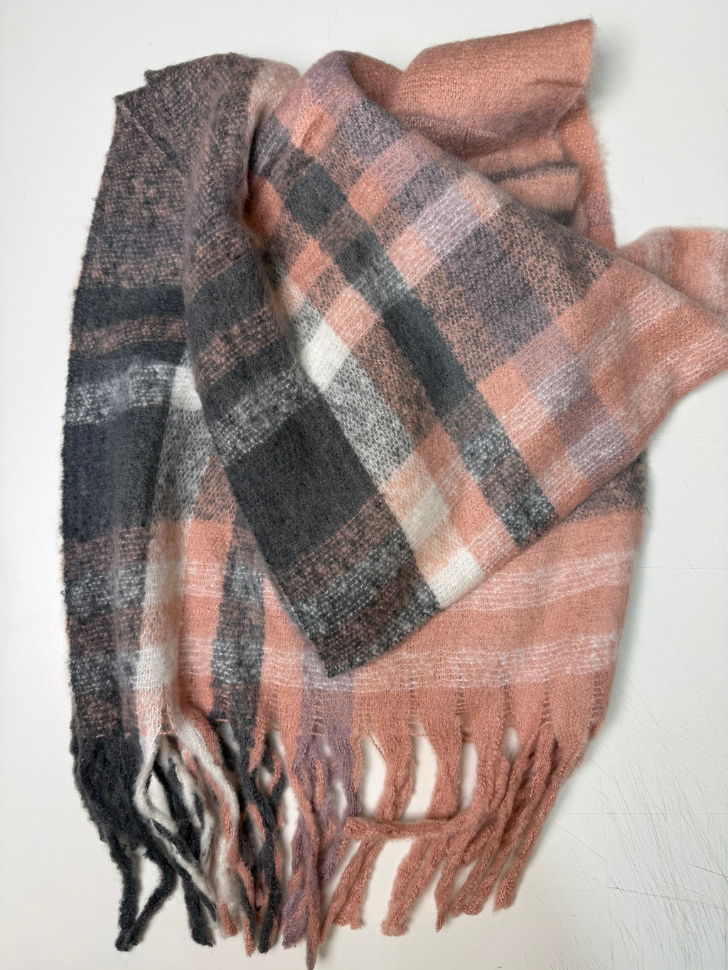 Plaid Winter Scarf pink