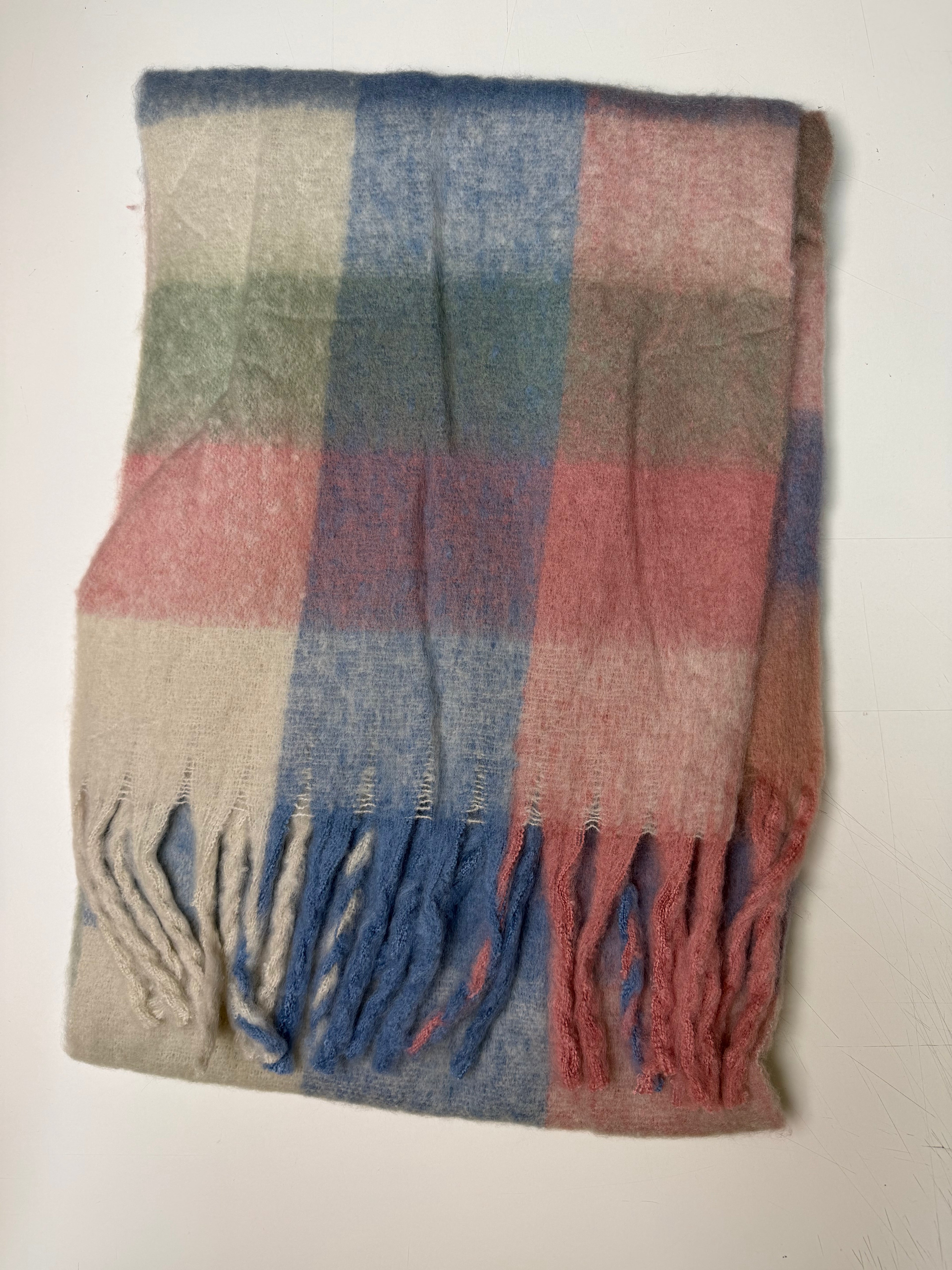 Soft Plaid Scarf pink/beige