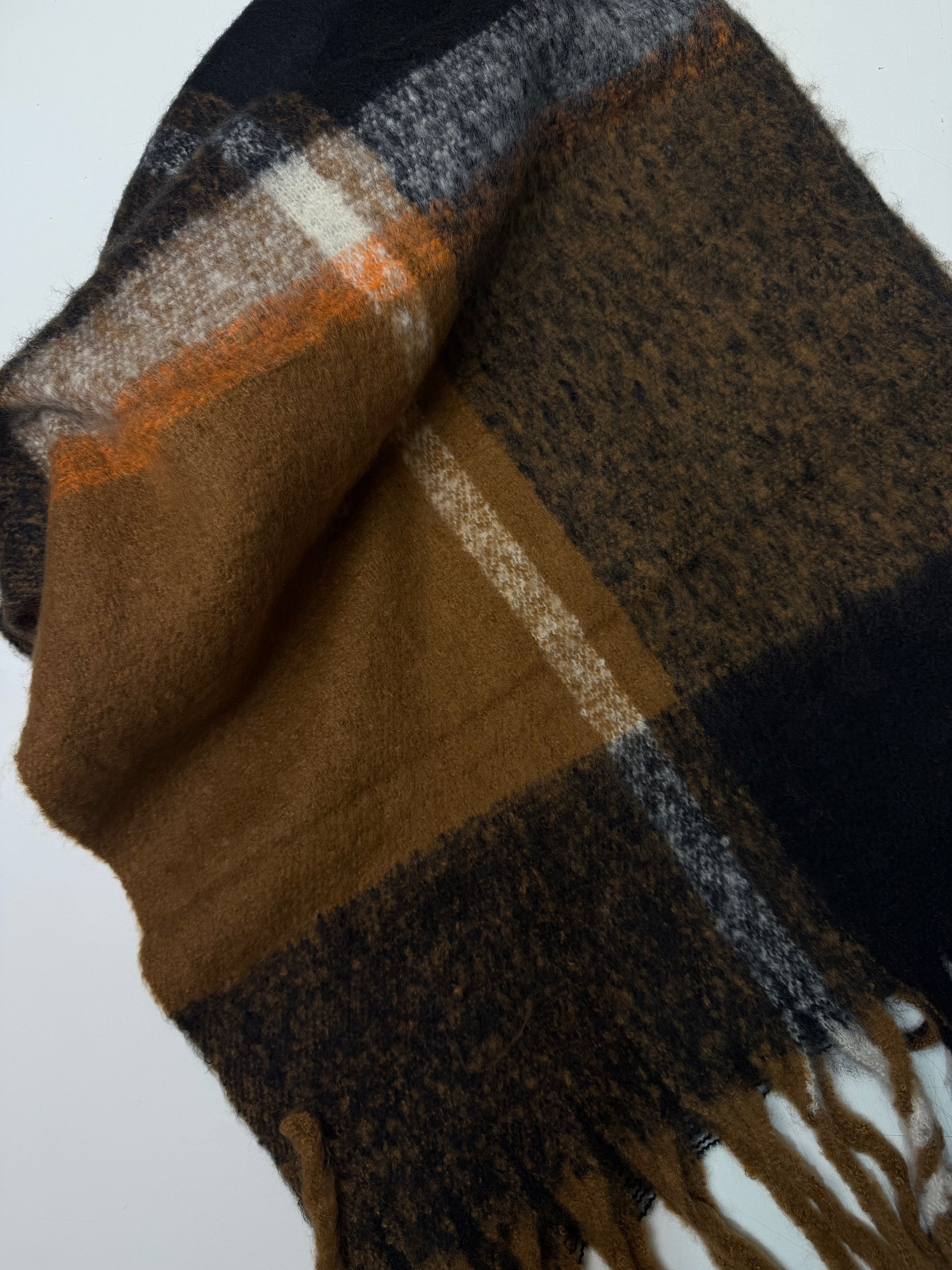Plaid Winter Scarf brown