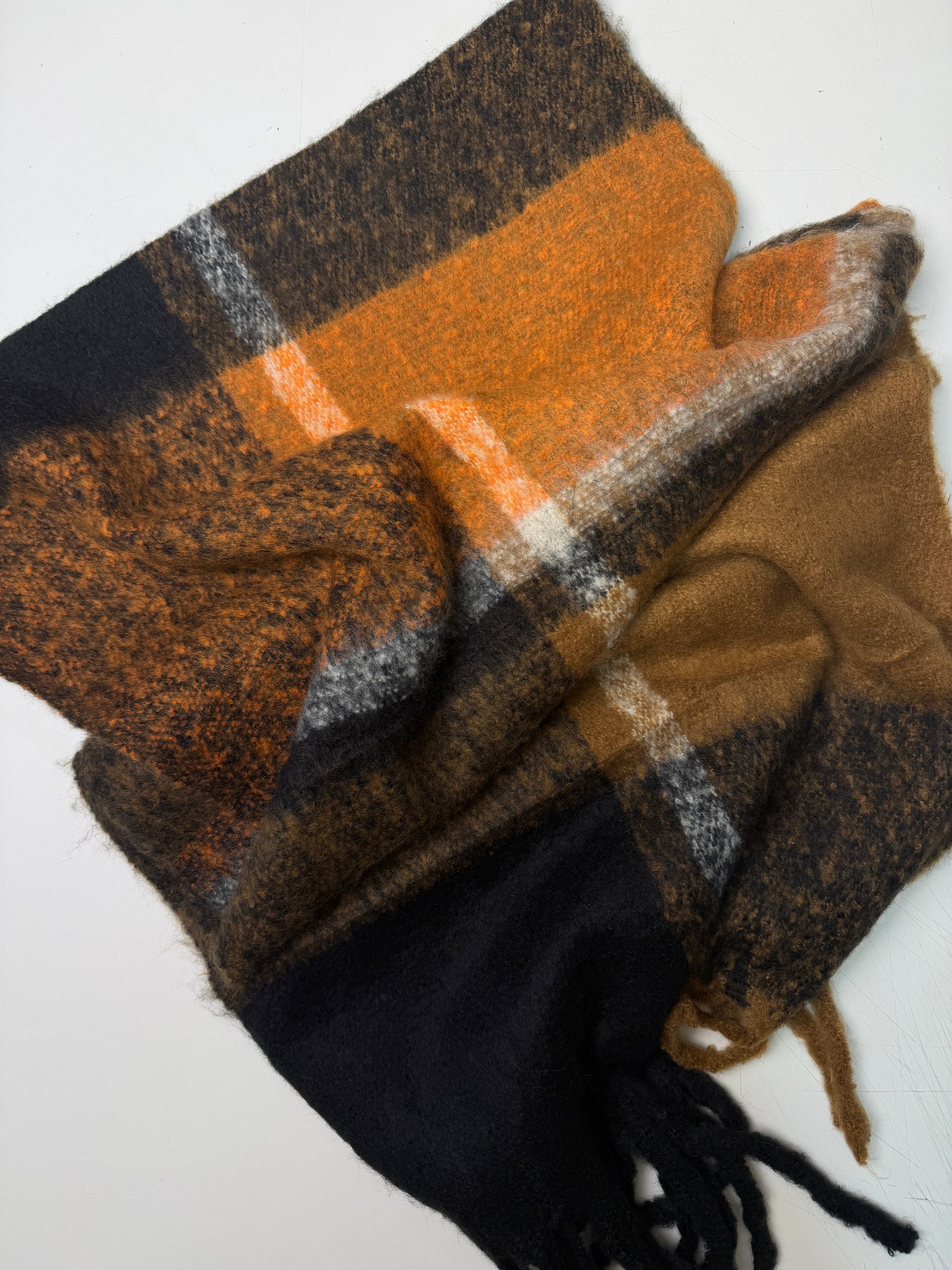 Plaid Winter Scarf brown