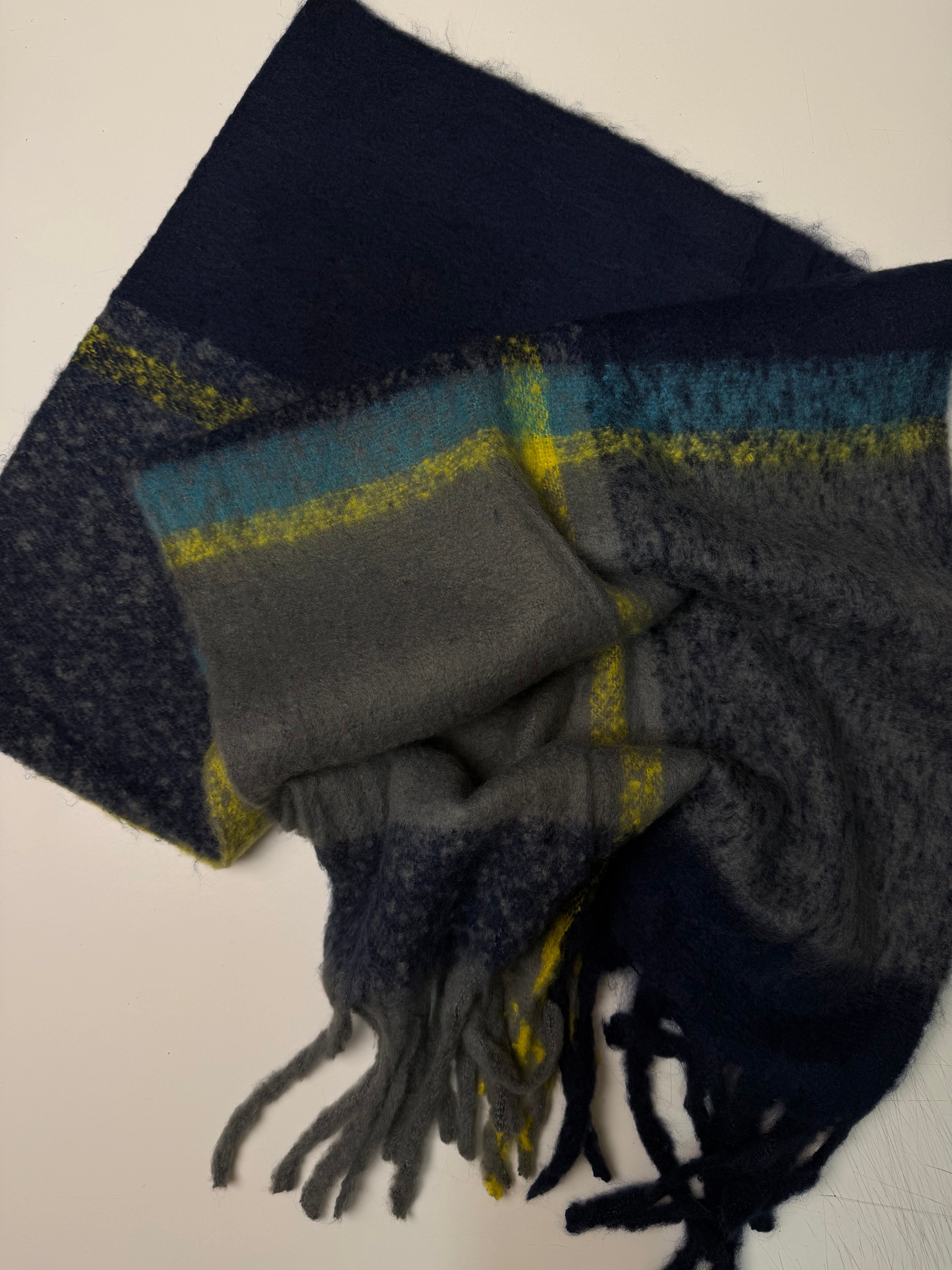 Plaid Winter Scarf navy