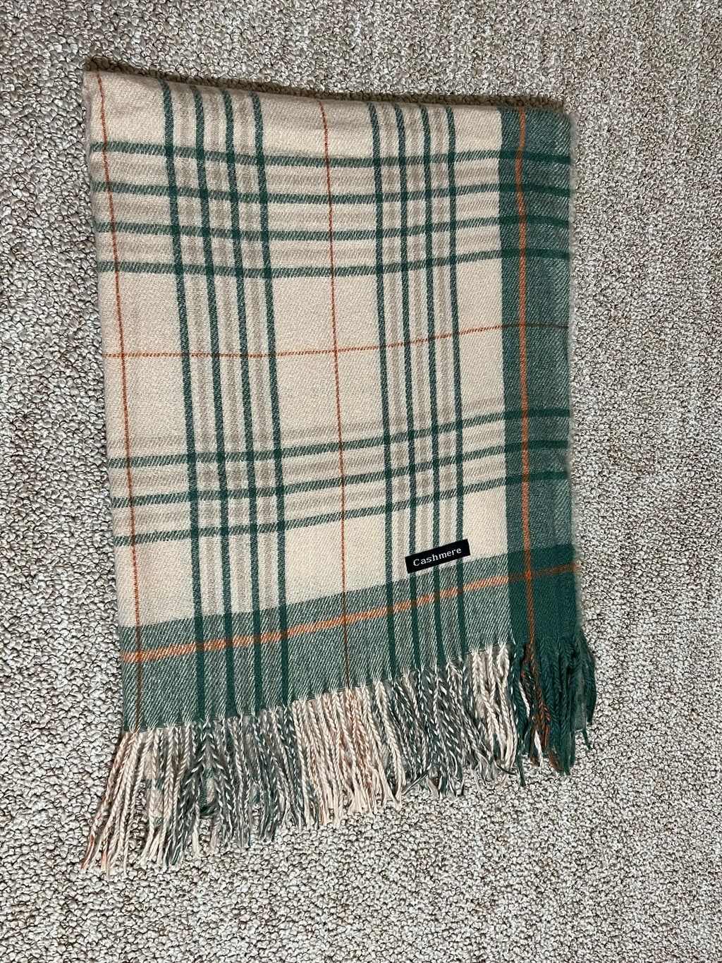 Soft Beige Plaid Cashmere