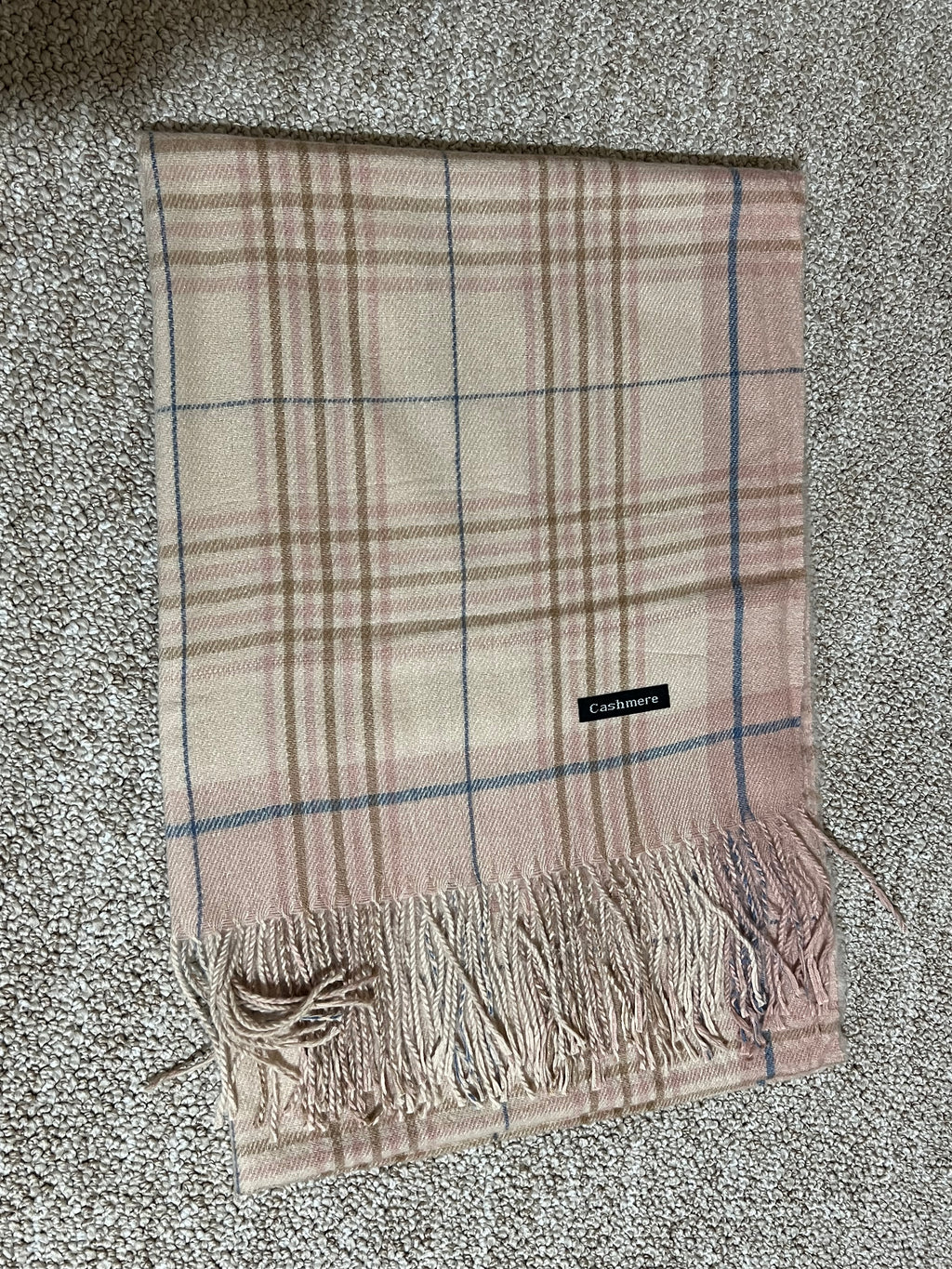 Soft Beige Plaid Cashmere