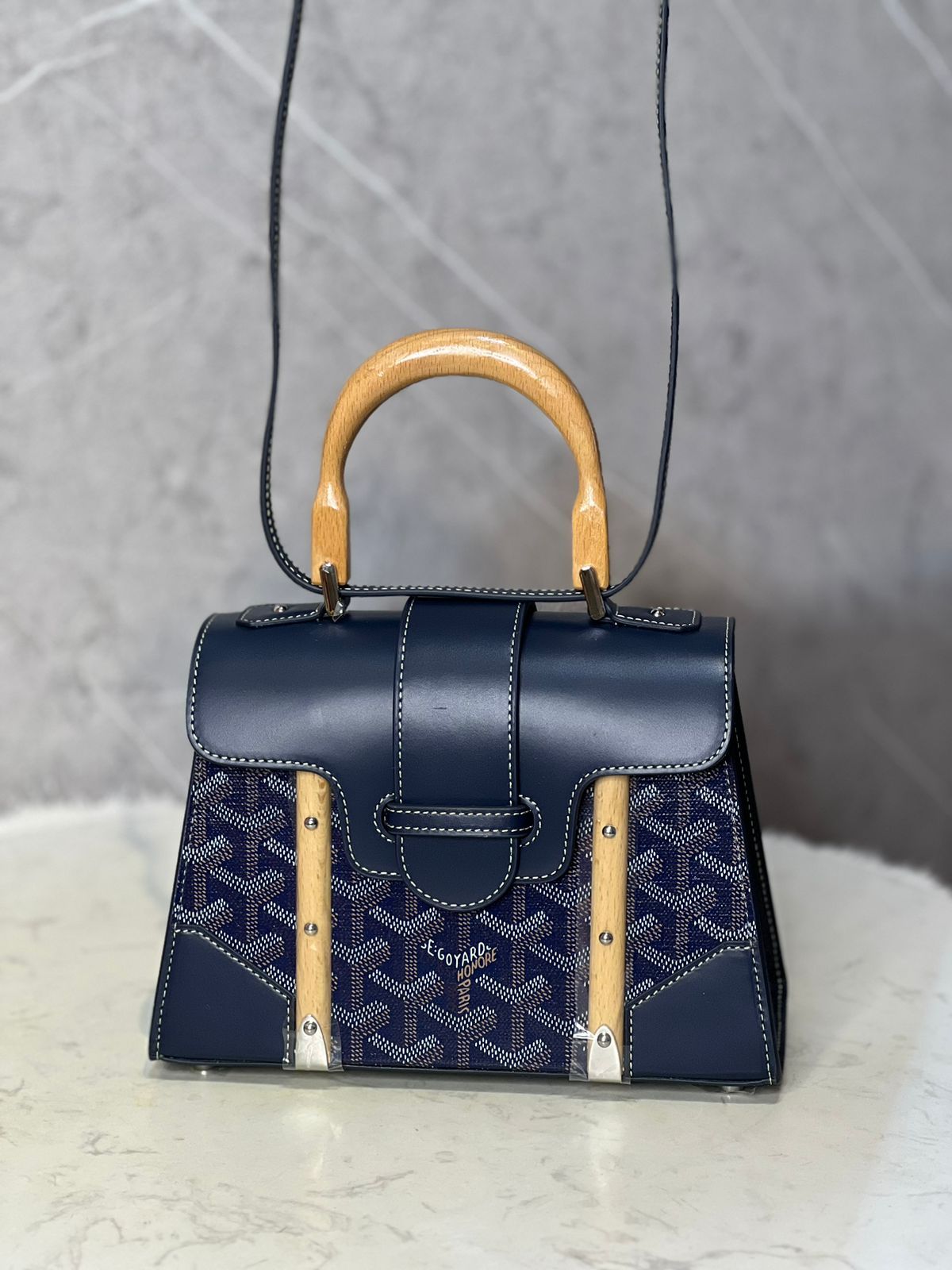 Goyard Top Handle Bag Coated Canvas with Leather